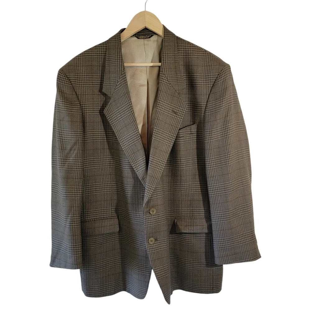 NINO CERRUTI Rue Royale Men's  Houndstooth Wool  Blazer Suit Size 44R Business